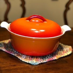 Large Flame Orange Descoware Belgium Dutch Oven